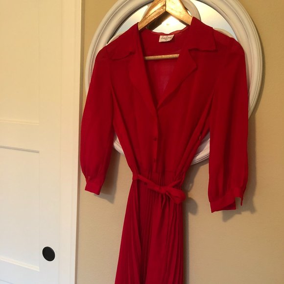 Leona Edmiston Sheer Raspberry Red Frock - Picture 2 of 11